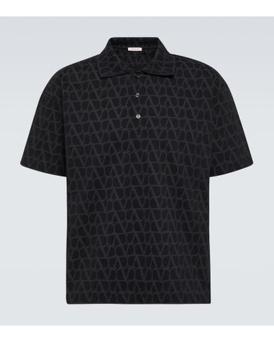 Valentino Toile Iconographe Cotton Polo Shirt - Black