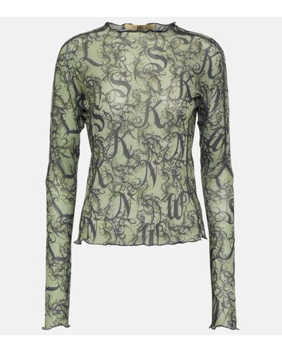 KNWLS Halcyon Printed Jersey Top - Green