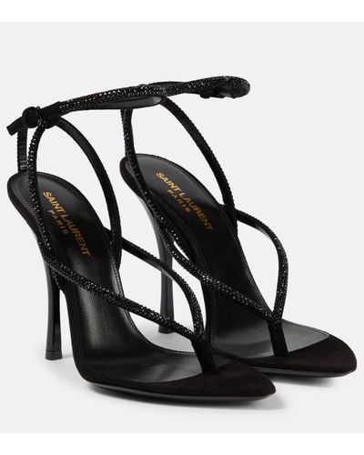 Saint Laurent Sandales Nadja en daim a ornements - Noir