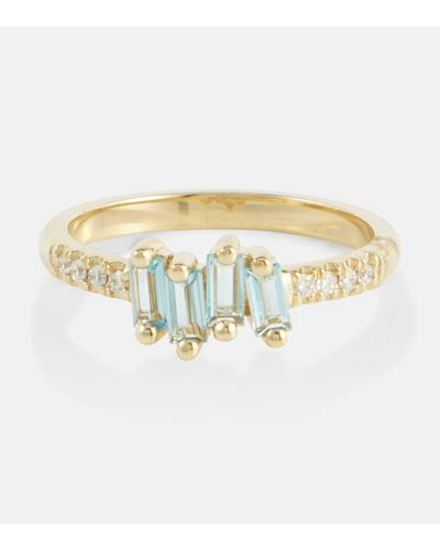 Suzanne Kalan 14kt Gold Ring With Diamonds And Topaz - White