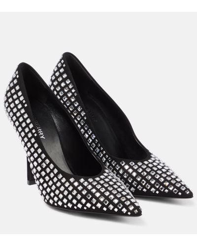 Burberry Crystal-embellished Suede Court Shoes - Black