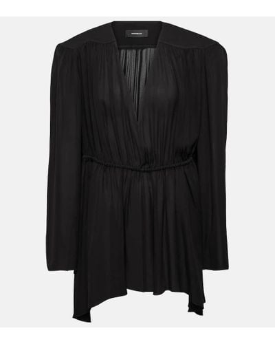 Wardrobe NYC Vestido corto asimetrico de seda - Negro