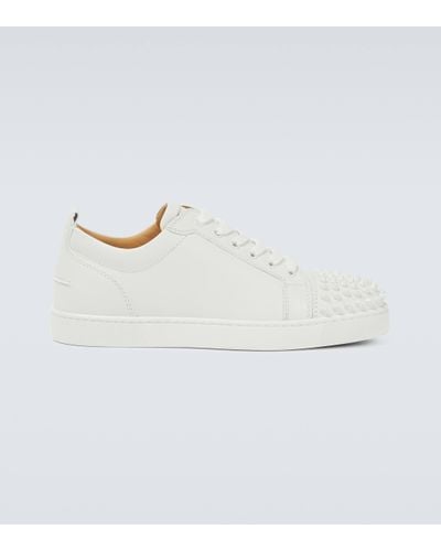 Christian Louboutin Louis Junior Spikes Leather Trainers - White