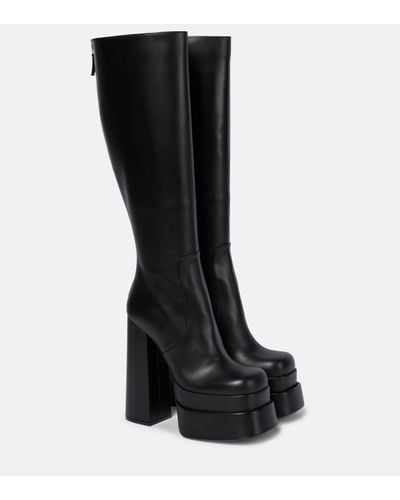 Versace High-heel Leather Boots - Black