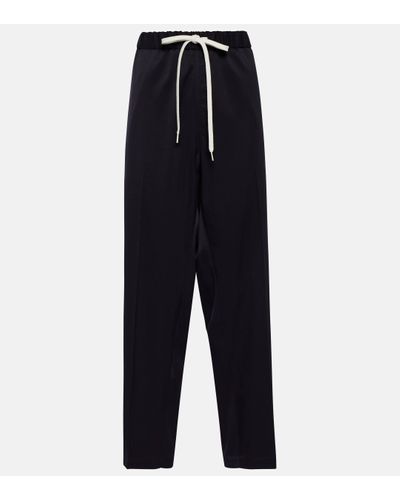 MM6 by Maison Martin Margiela High-rise Straight Wool-blend Trousers - Blue