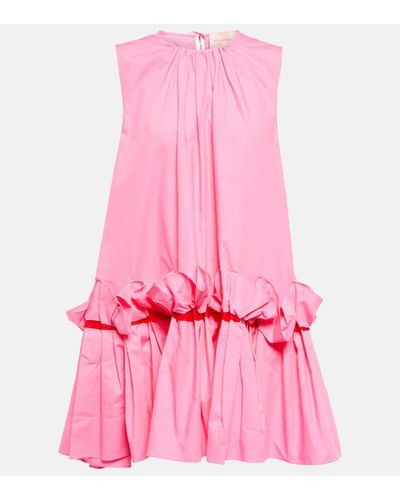 ROKSANDA Jura Ruffle-trimmed Cotton Minidress - Pink