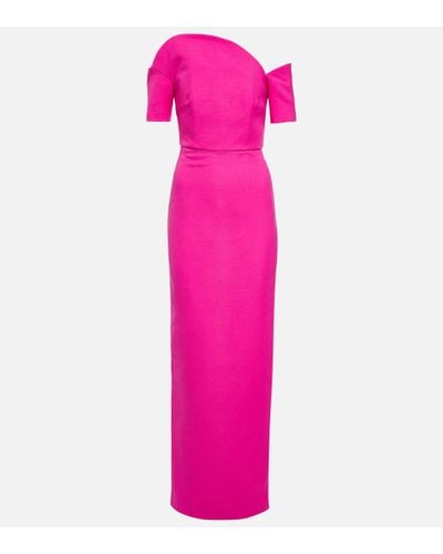 Roland Mouret Asymmetric Wool-blend Maxi Dress - Pink