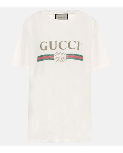 Gucci Camiseta Extragrande con Logotipo - Blanco