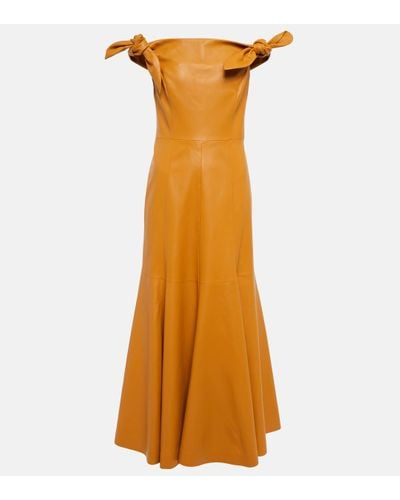 Gabriela Hearst Eda Off-shoulder Leather Midi Dress - Multicolour