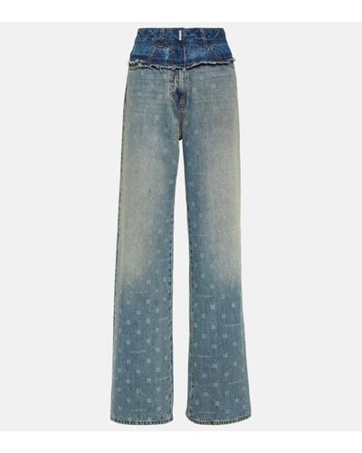 Givenchy Jean ample 4G a taille haute - Bleu