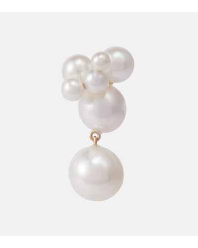 Sophie Bille Brahe Bisou Perle 14kt Yellow Gold Single Earring With Pearls - White