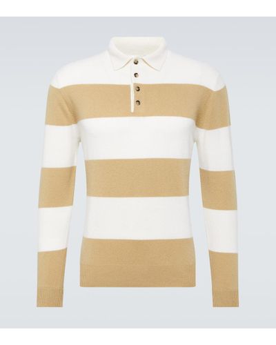 Allude Wool And Cashmere Polo Sweater - White