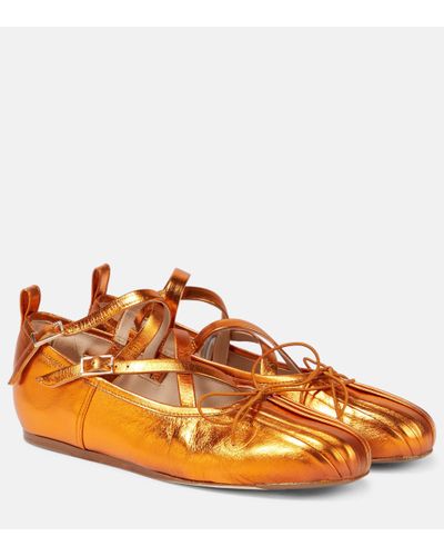 Simone Rocha Metallic Leather Ballet Flats - Brown