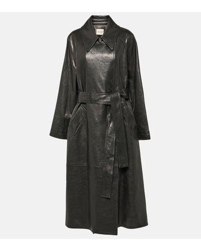 Khaite Minnie Oversized Leather Trench Coat - Black