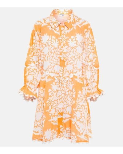Juliet Dunn Vestido corto de algodon floral - Naranja