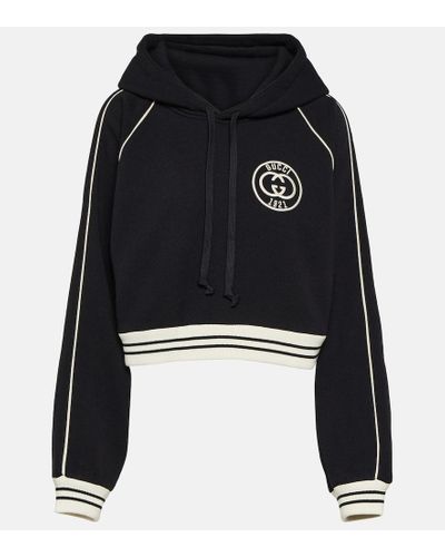 Gucci Felpa In Jersey Di Cotone Con Cappuccio - Nero