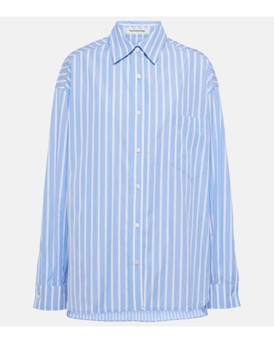 Frankie Shop Georgia Striped Cotton-blend Shirt - Blue