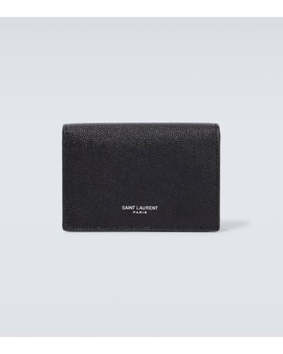 Saint Laurent Logo Leather Card Case - Black