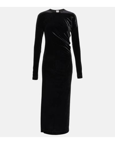 Totême Twisted Velvet Midi Dress - Black