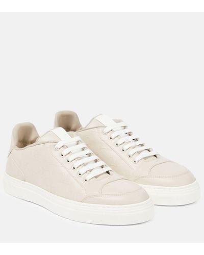 Max Mara Damier Leather Trainers - Natural