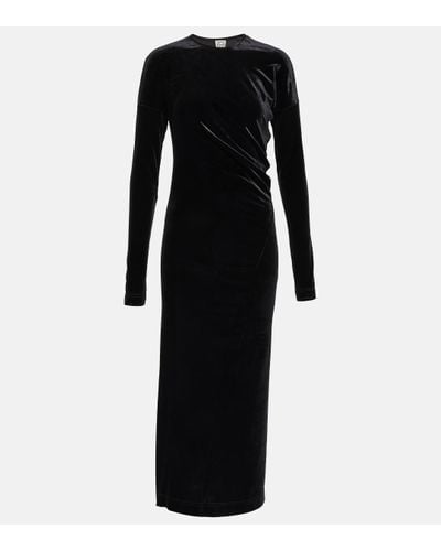 Totême Twisted Velvet Midi Dress - Black
