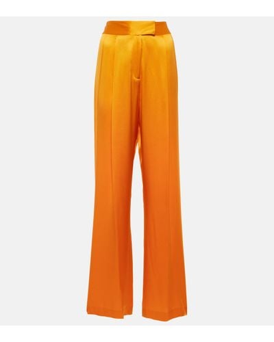 The Sei Pantalon ample a taille haute en soie - Orange