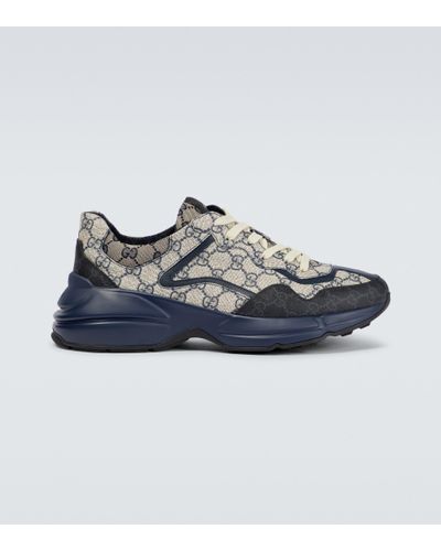 Gucci GG Rhyton Canvas Sneakers - Blue