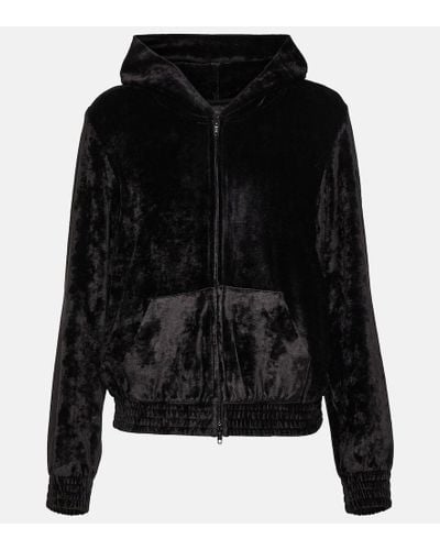 Balenciaga Verzierter Hoodie BB Paris aus Velours - Schwarz