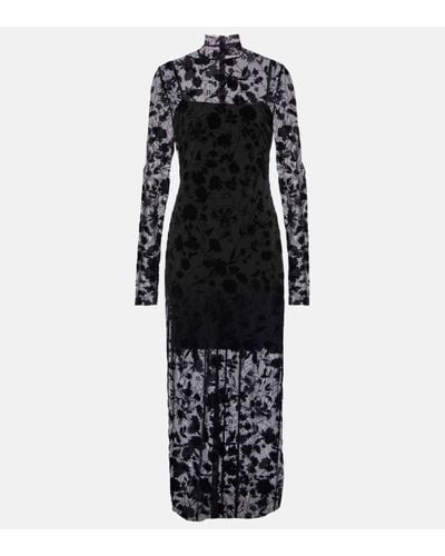 Givenchy Floral Tulle Midi Dress - Black