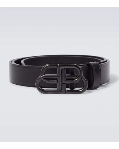 Balenciaga Cinturon BB de piel - Negro