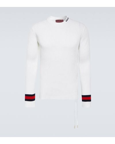 Gucci Ribbed-knit Cotton Jumper - White