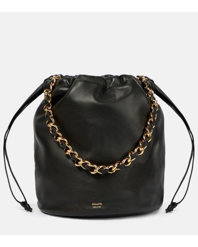 Khaite Aria Medium Leather Bucket Bag - Black