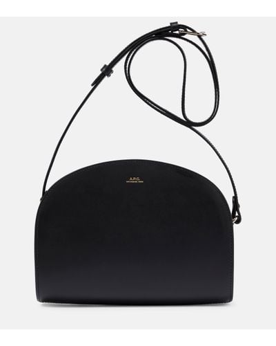 A.P.C. Demi-lune Leather Shoulder Bag - Black