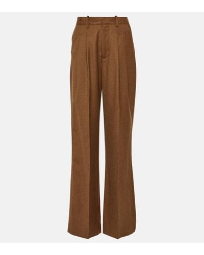 AG Jeans X Emrata Joan Wool Wide-leg Trousers - Brown