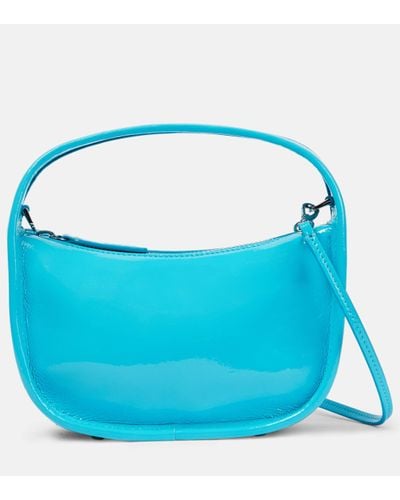 STAUD Venice Patent Leather Shoulder Bag - Blue