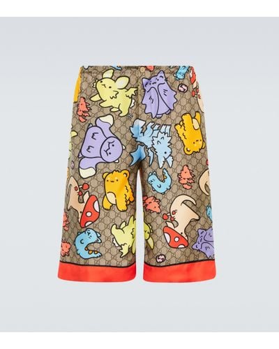 Gucci Kawaii GG Printed Silk Shorts - Multicolor