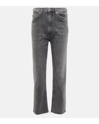 Citizens of Humanity Daphne High-rise Straight Cropped Jeans - Grey