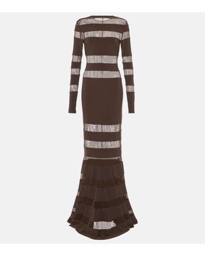 Norma Kamali Spliced Dress Fishtail Gown - Brown