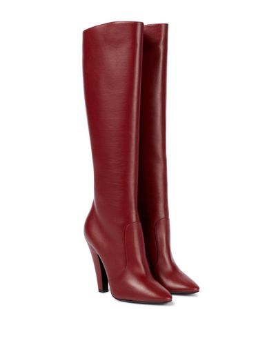 Saint Laurent 68 Knee-high Leather Boots - Red
