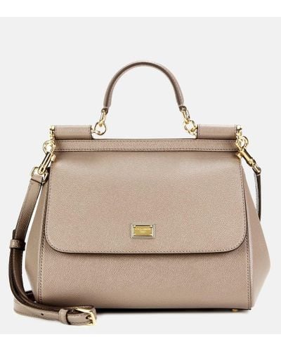Dolce & Gabbana Sicily Medium Leather Shoulder Bag - Natural
