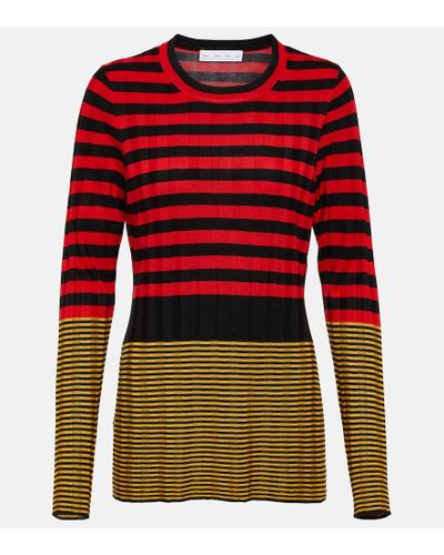 Proenza Schouler White Label Slinky Stripe Long Sleeve Sweater - Red