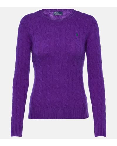 Polo Ralph Lauren Cable-knit Wool-cashmere Jumper - Purple