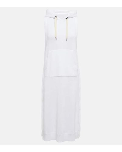 Brunello Cucinelli Vestido midi de algodon con capucha - Blanco