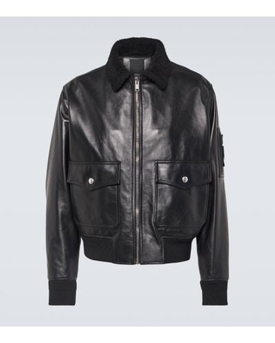 Givenchy Shearling-trimmed Leather Jacket - Black