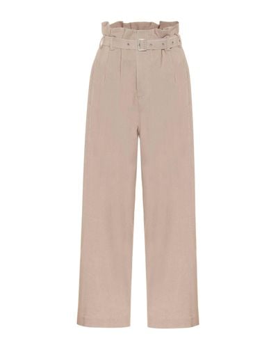 Low Classic Wide-leg Paperbag Trousers - Natural