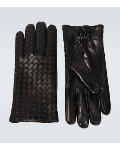Bottega Veneta Handschuhe Intrecciato aus Leder - Schwarz