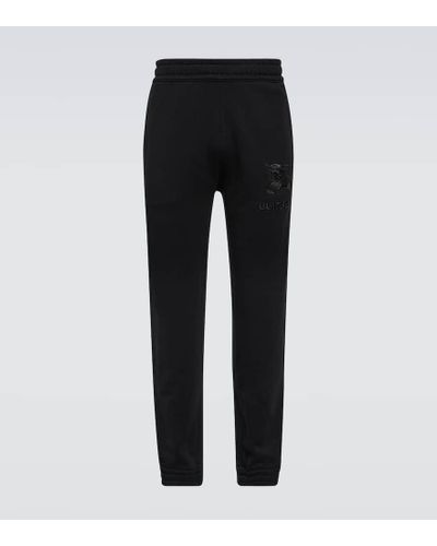 Burberry Pantaloni sportivi in cotone con ricamo - Nero