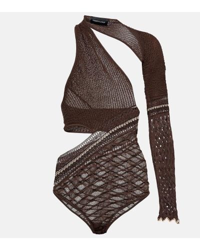 Roberta Einer Dina Asymmetric Knit Bodysuit - Brown