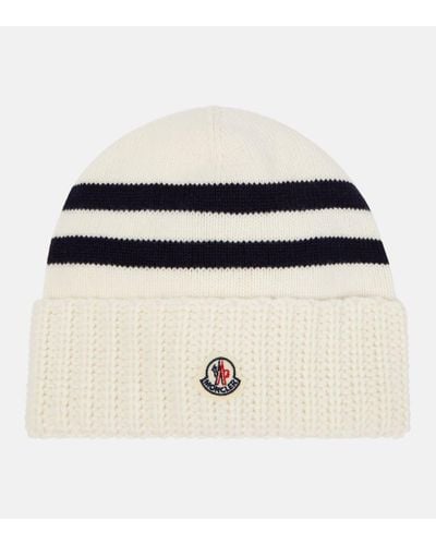 Moncler Striped Wool And Cashmere Beanie - Black