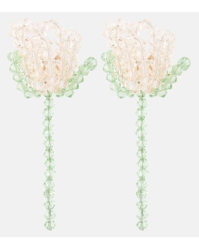 Simone Rocha Cluster Crystal Drop Earrings - White